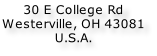 30 E College Rd Westerville, OH 43081 U.S.A.
